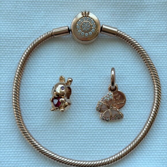Pandora Sparkling Crown Bracelet + 2 Charms - Picture 1 of 5
